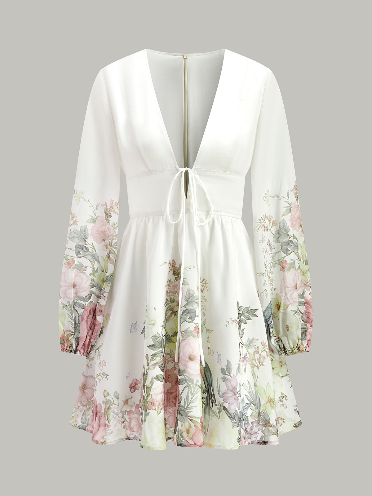 Robe à imprimé floral et nœud sur le devant 