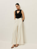 High-Waist Hose mit weitem Bein und Schnallendetail