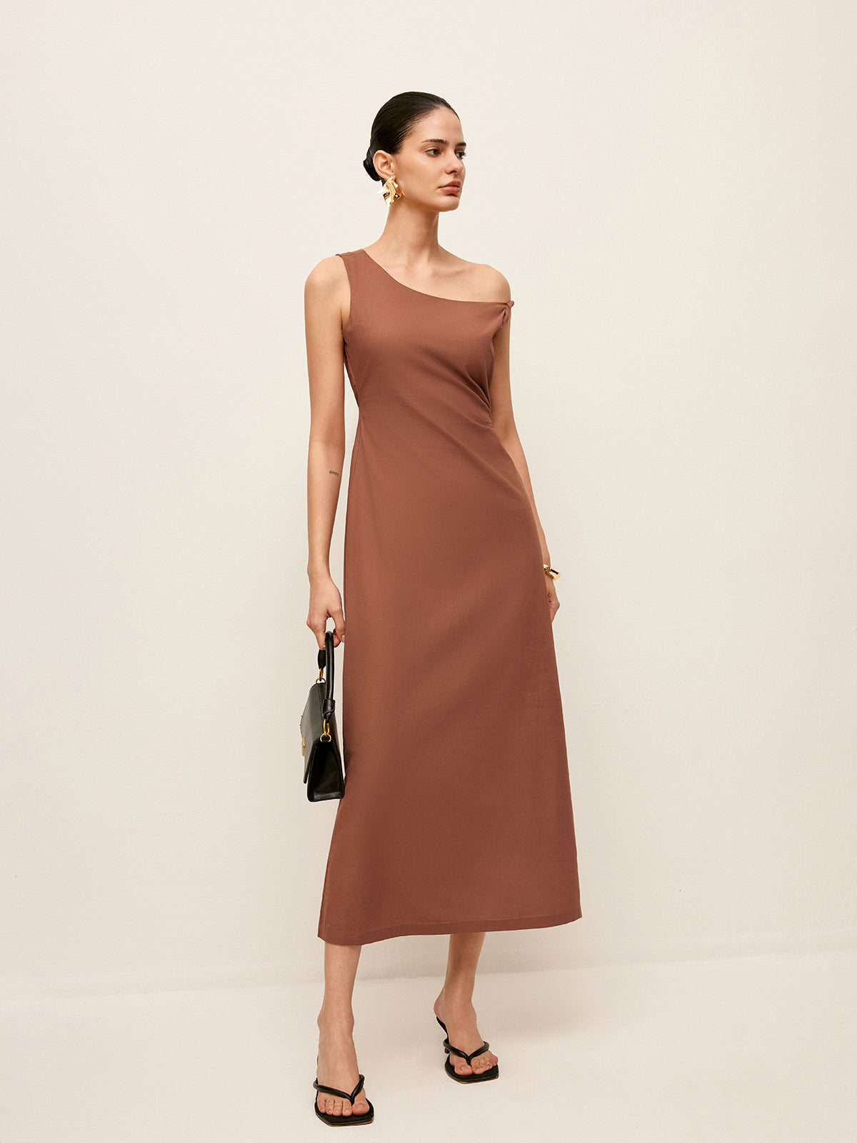 Baumwoll-One-Shoulder-Kleid