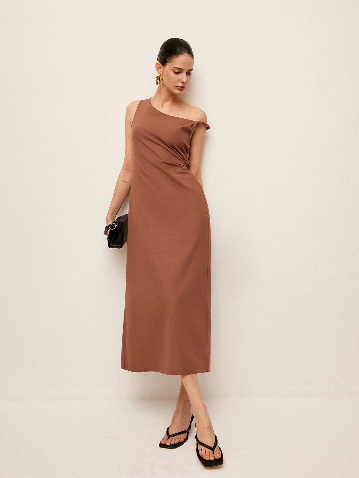 Baumwoll-One-Shoulder-Kleid