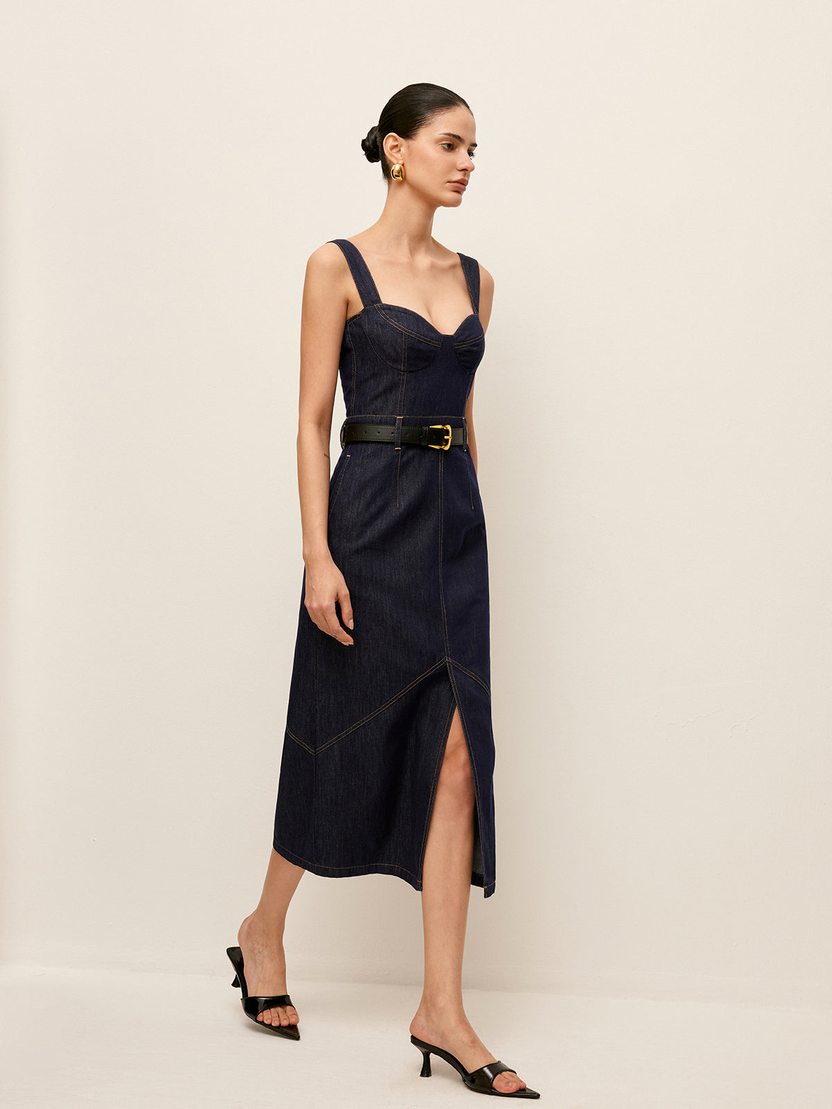 Sweetheart Denim Dress Without Belt