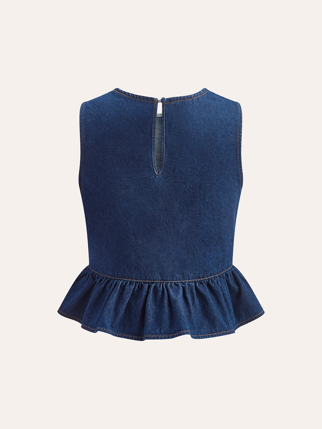 Cotton Denim Peplum Top