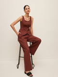Set aus Weste mit Bindedetail und Hose mit Kordelzug aus Baumwolle und Leinen