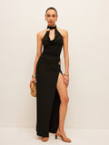 Zweiteiliges Set mit Neckholder-Top und Rock mit Cut-Out und Schlitz "Flora"