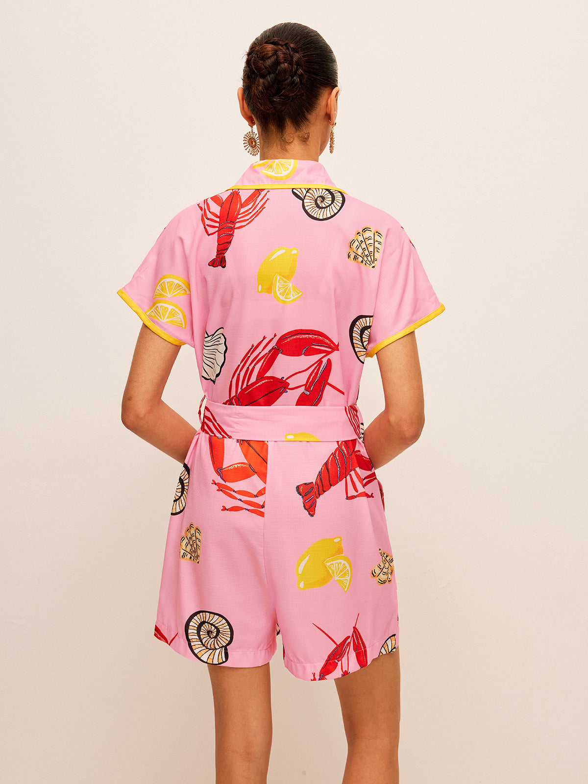 Fruit & Shell Print Tie-Waist Jumpsuit