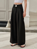 Mid-Waist Pleated Metal Pants