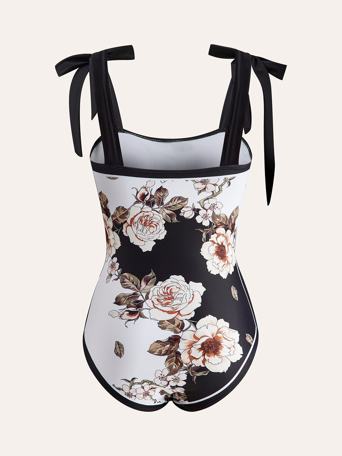 Floral Tie-Shoulder One-Piece Swimsuit With Cover-Up