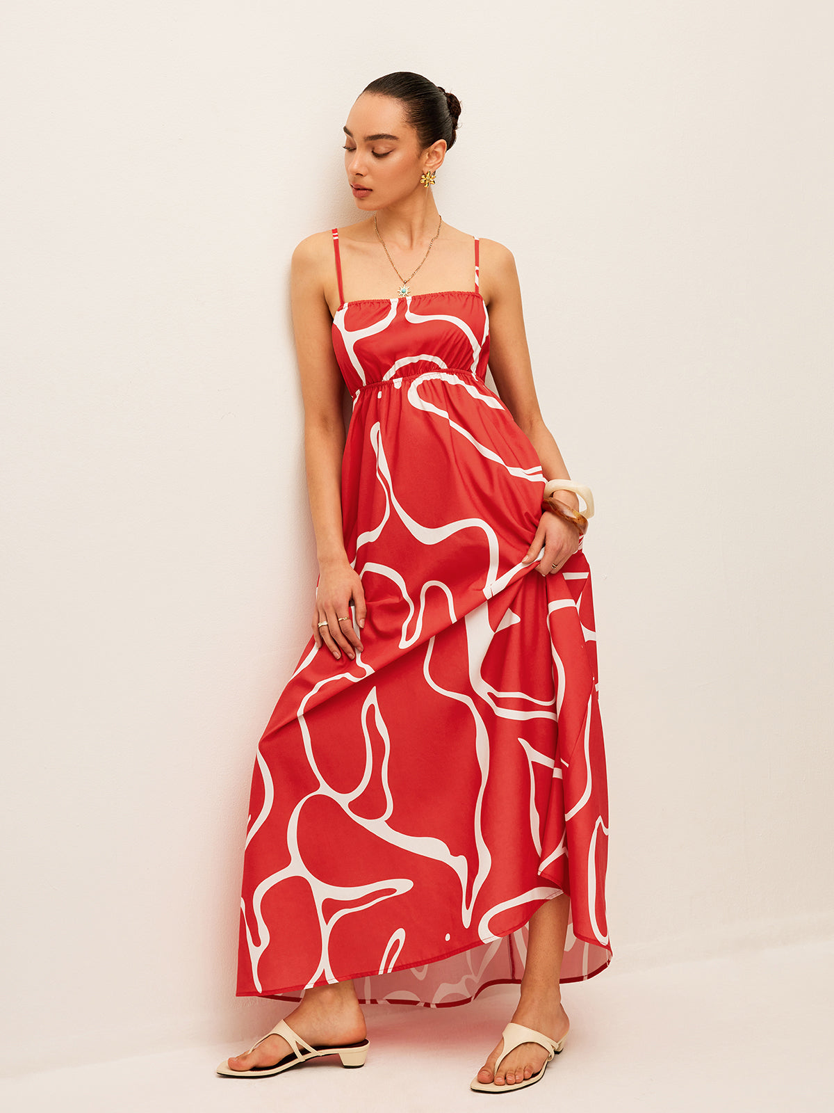 Robe imprimée à nouer dans le dos