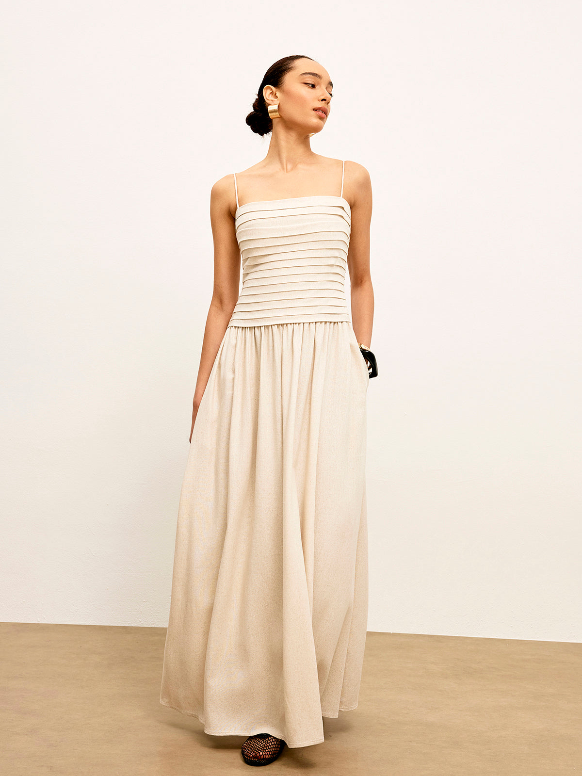 Ruched Tie-Back Cami Dress