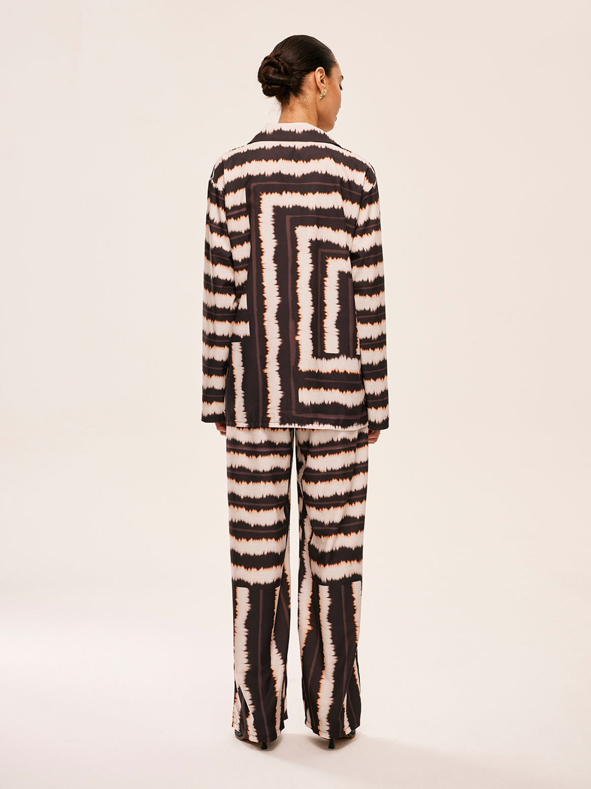 Ensemble pantalon géométrique color-block avec poches 