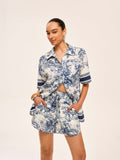 Ensemble short imprimé à bordure contrastée