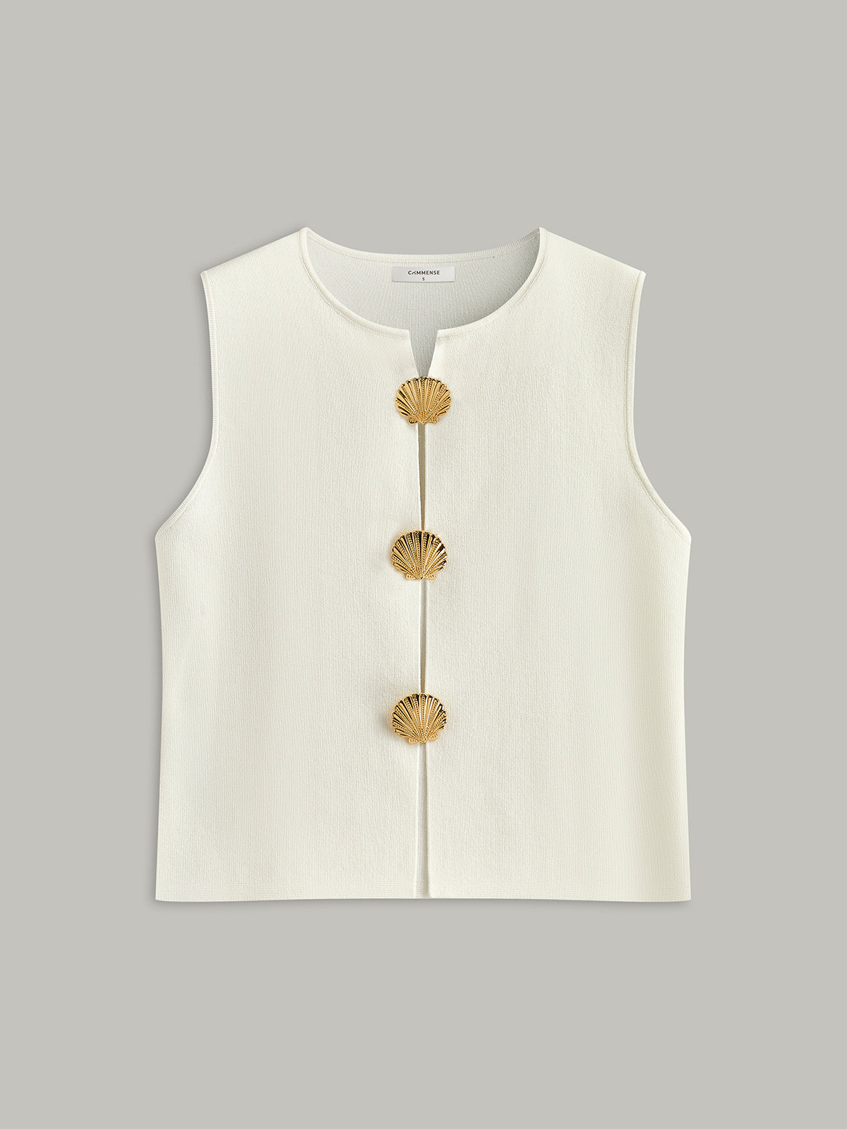 Shell Button Detail Sleeveless Top