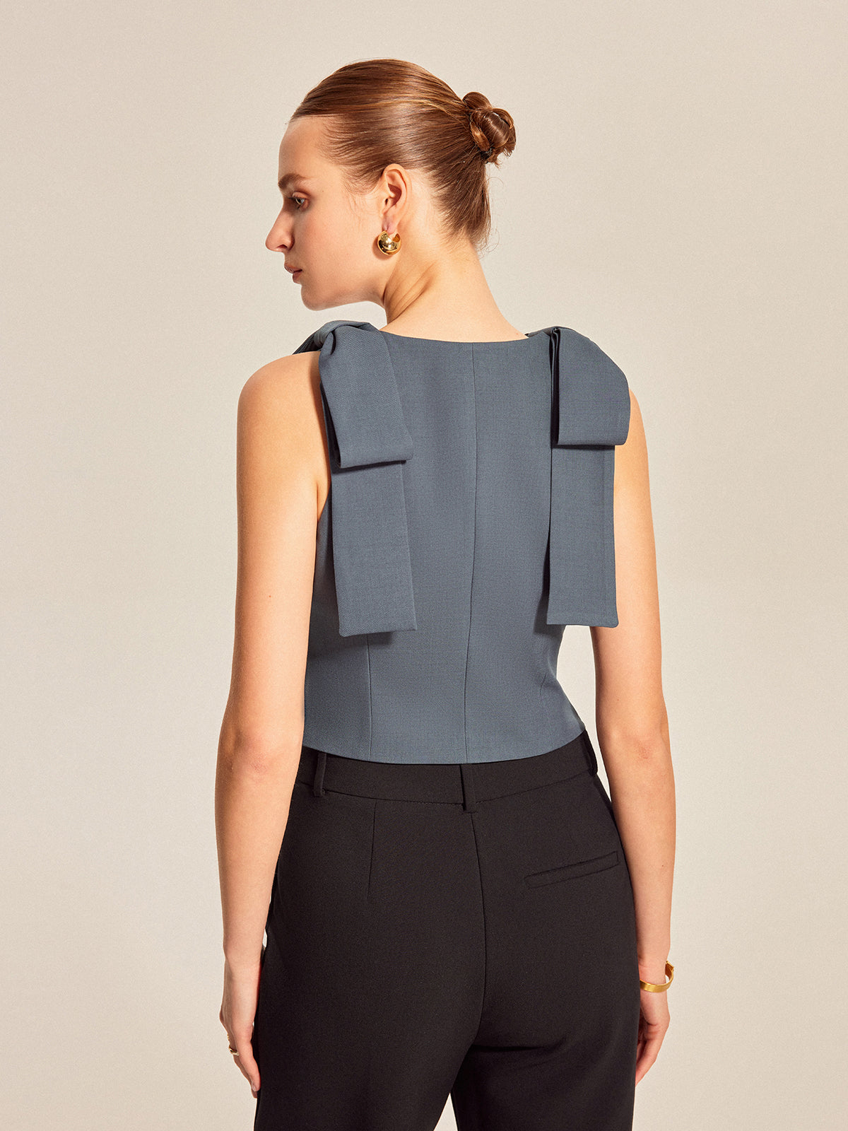 Bow Shoulder Tailored Vest