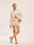 Embroidered Cut-Out Shorts Set
