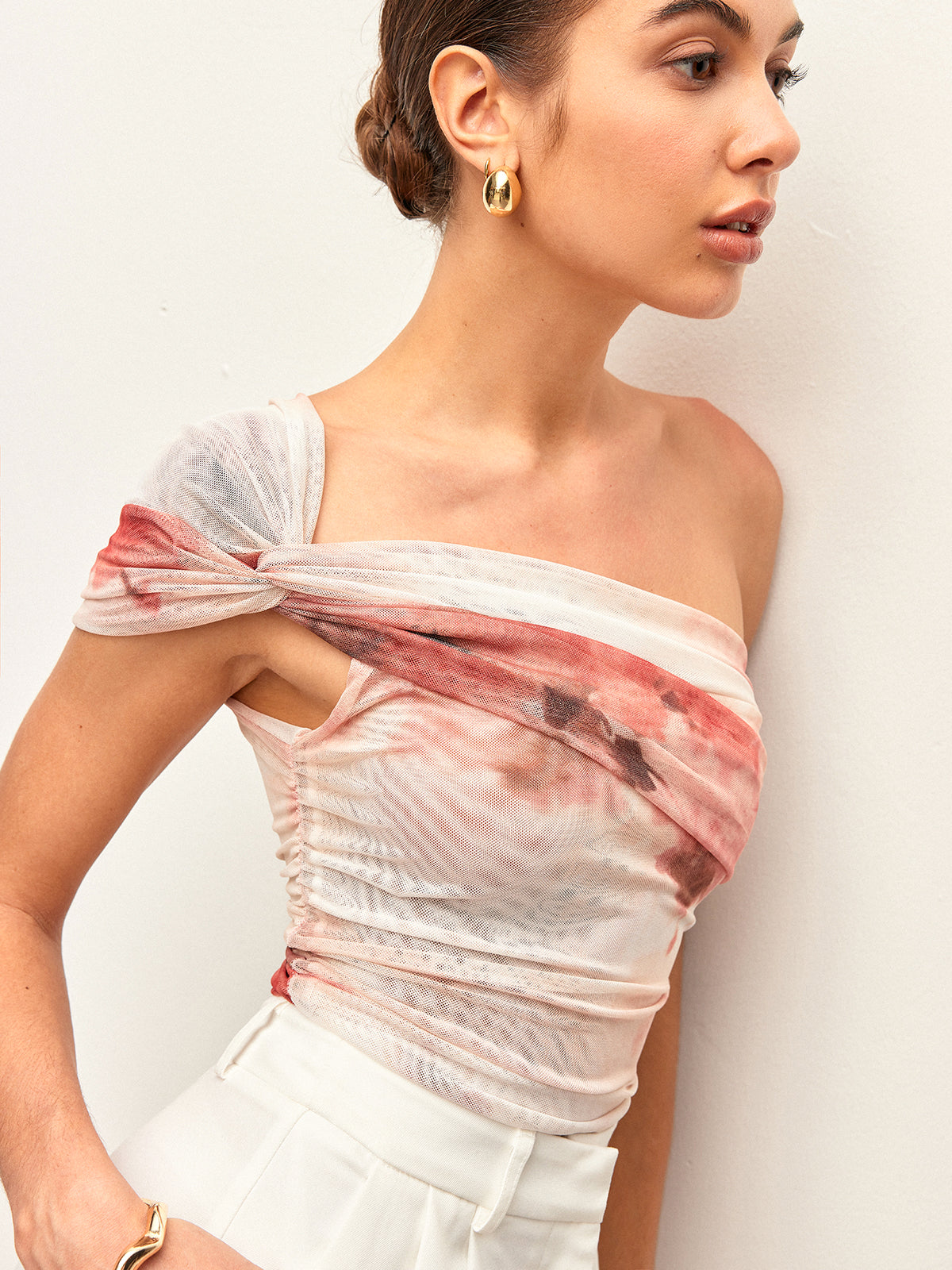 Tie-Dye One-Shoulder Top