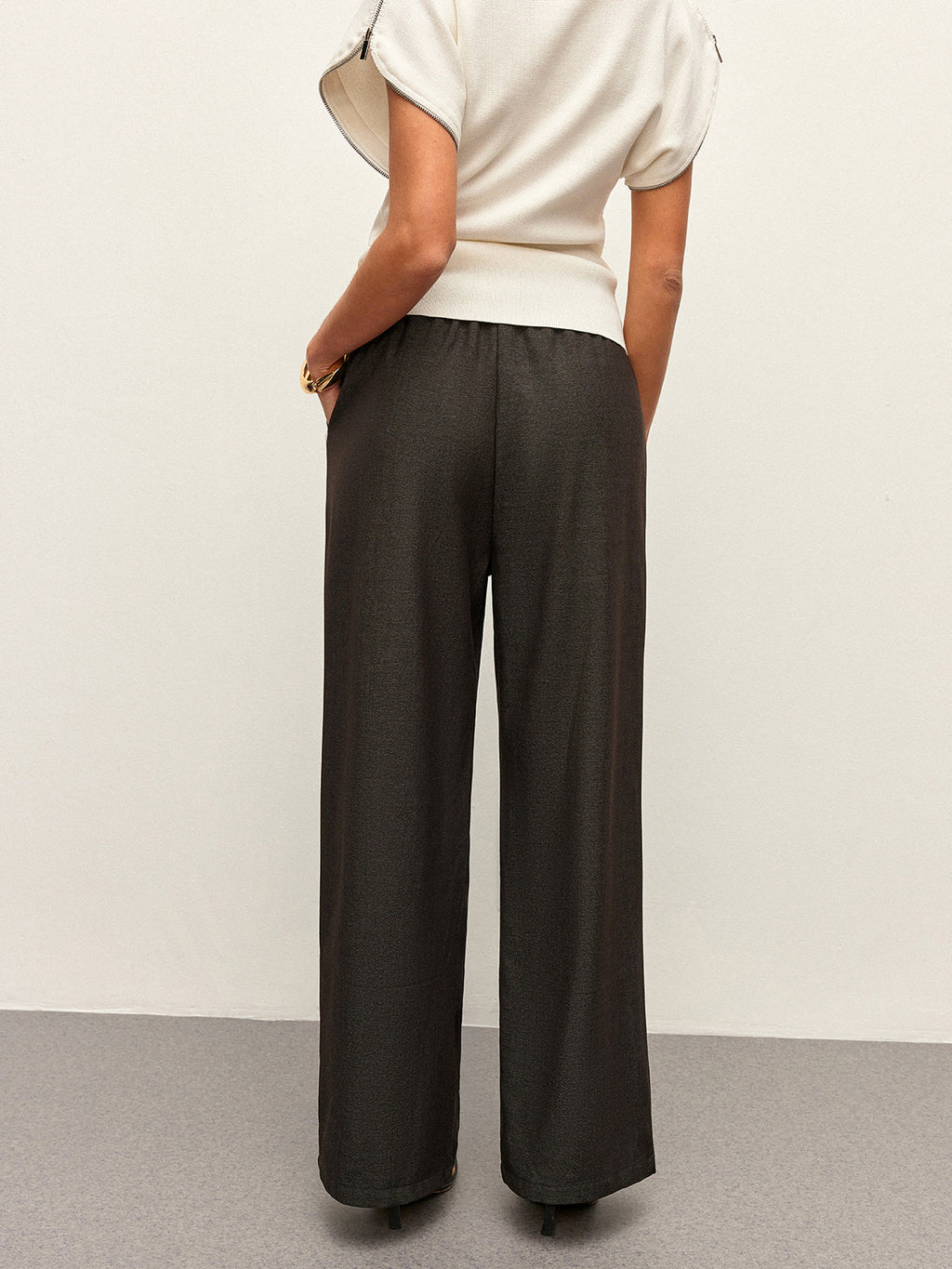 High-Waist Pocket Detail Drawstring Pants