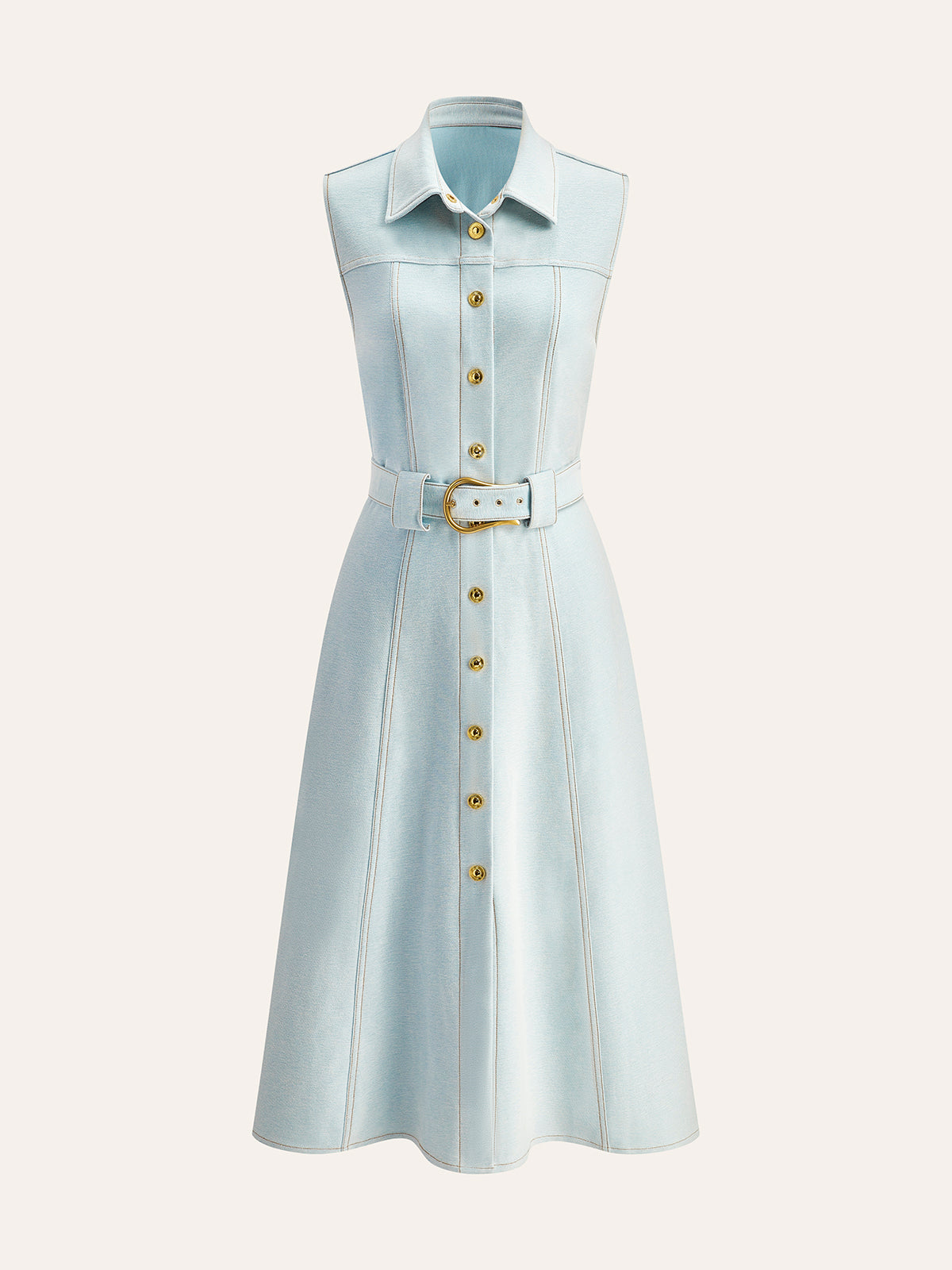 Robe en jean boutonnée ceinturée