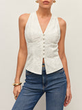 Spitzen-Neckholder-Top mit Knopfdetails