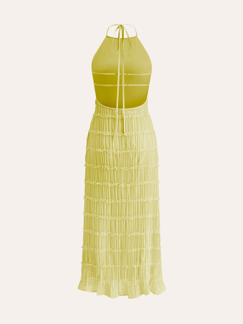Halter Strappy Back Ruffled Dress
