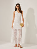 Robe semi-transparente en dentelle à épaule unique