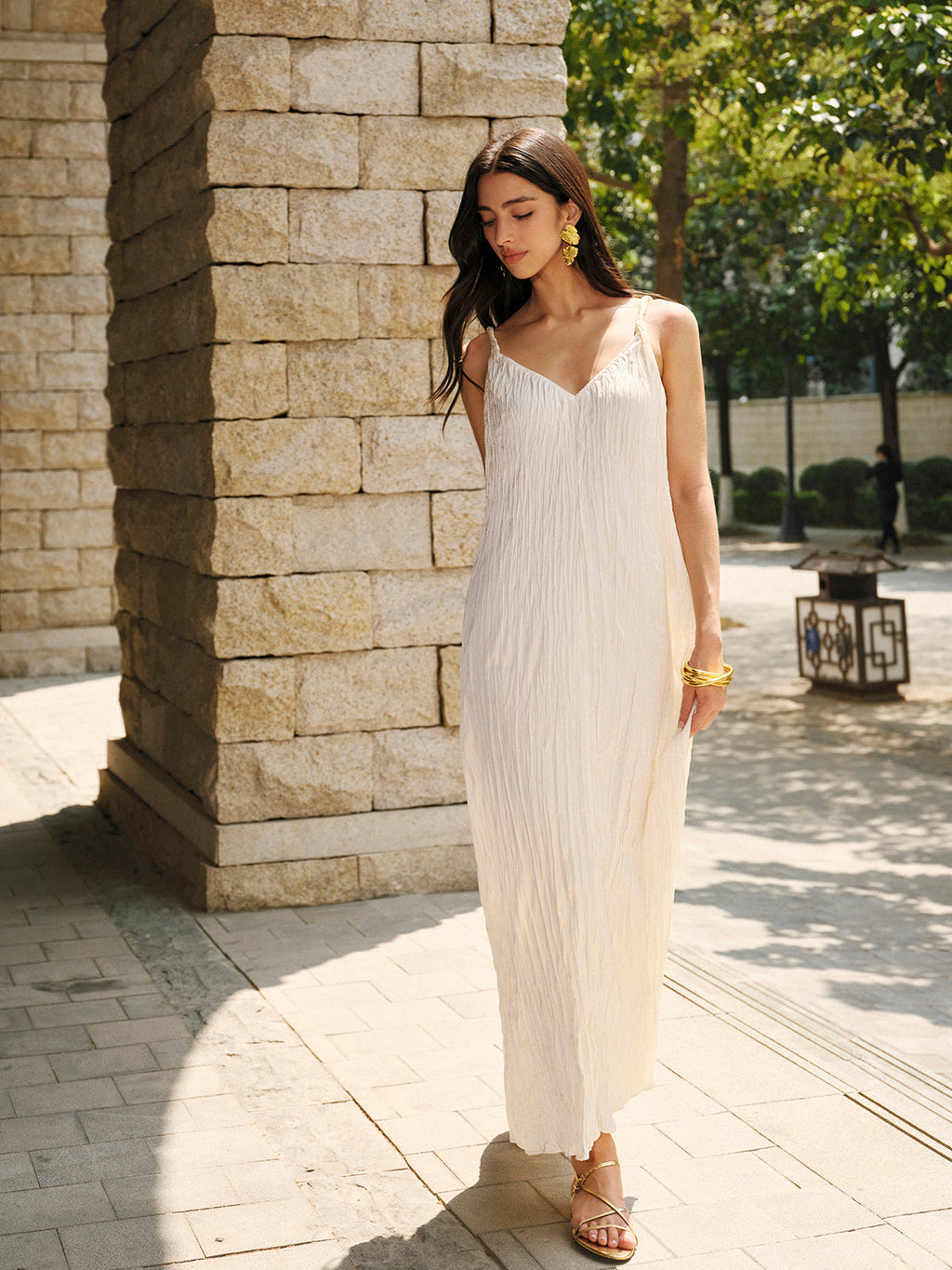 Robe Caraco en Satin à Col V