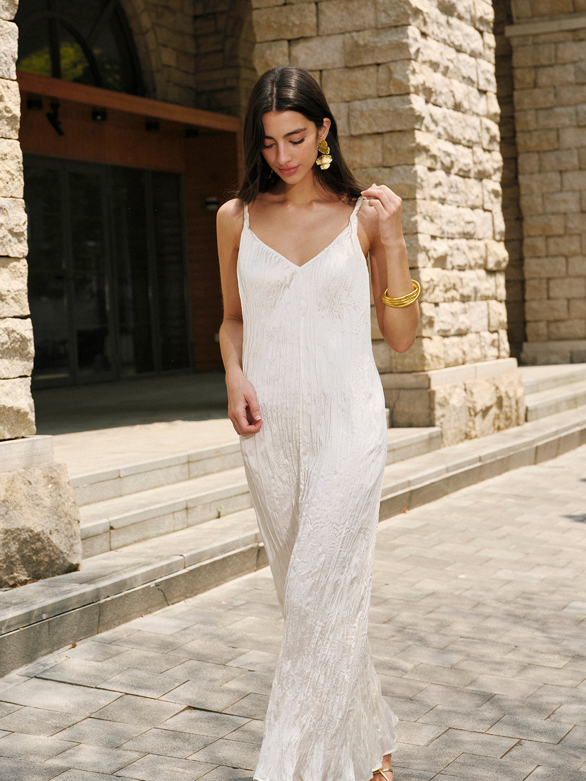 Satin V-Neck Cami Dress