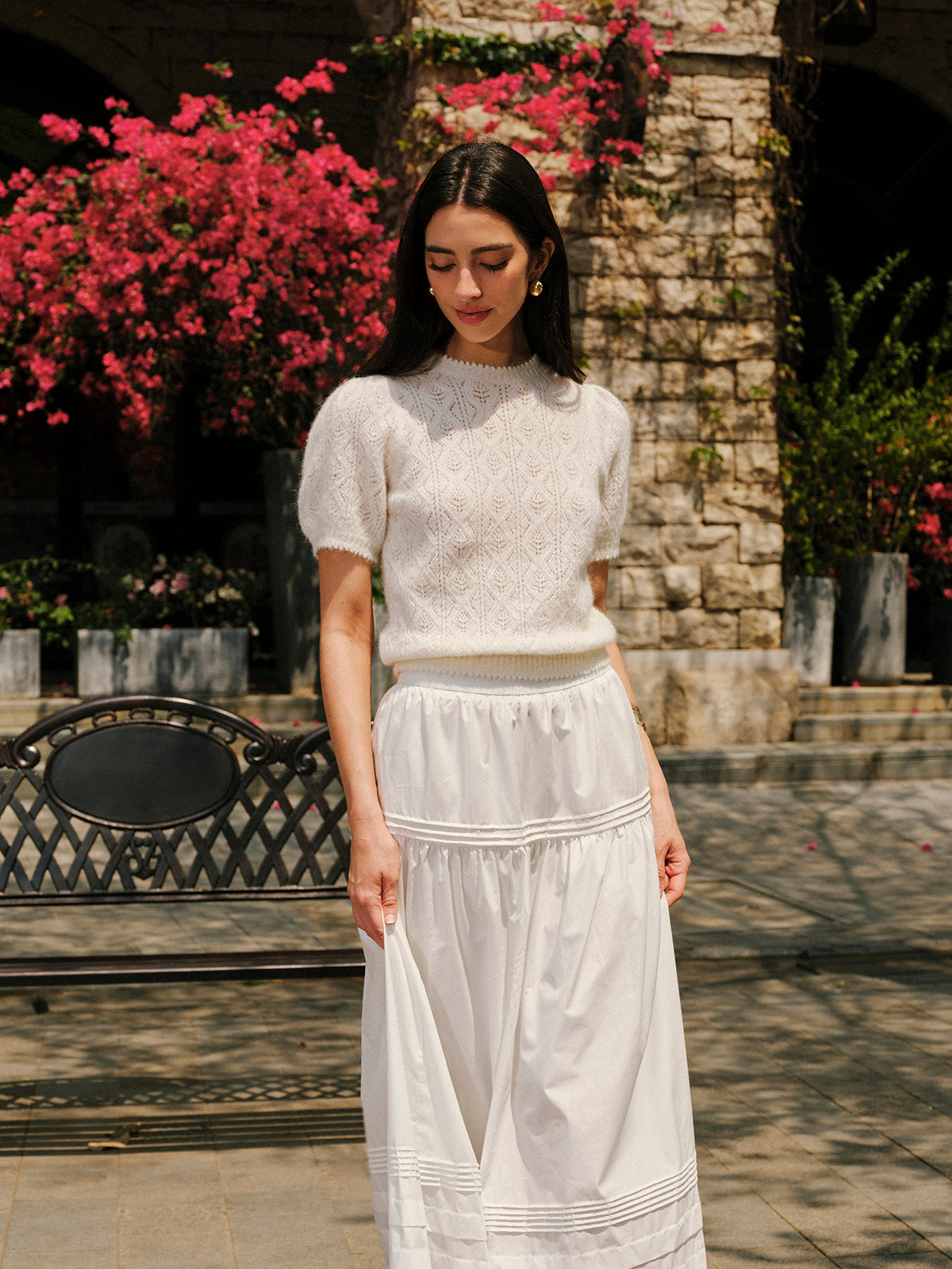 Strukturiertes Strickoberteil aus Wollmischung 