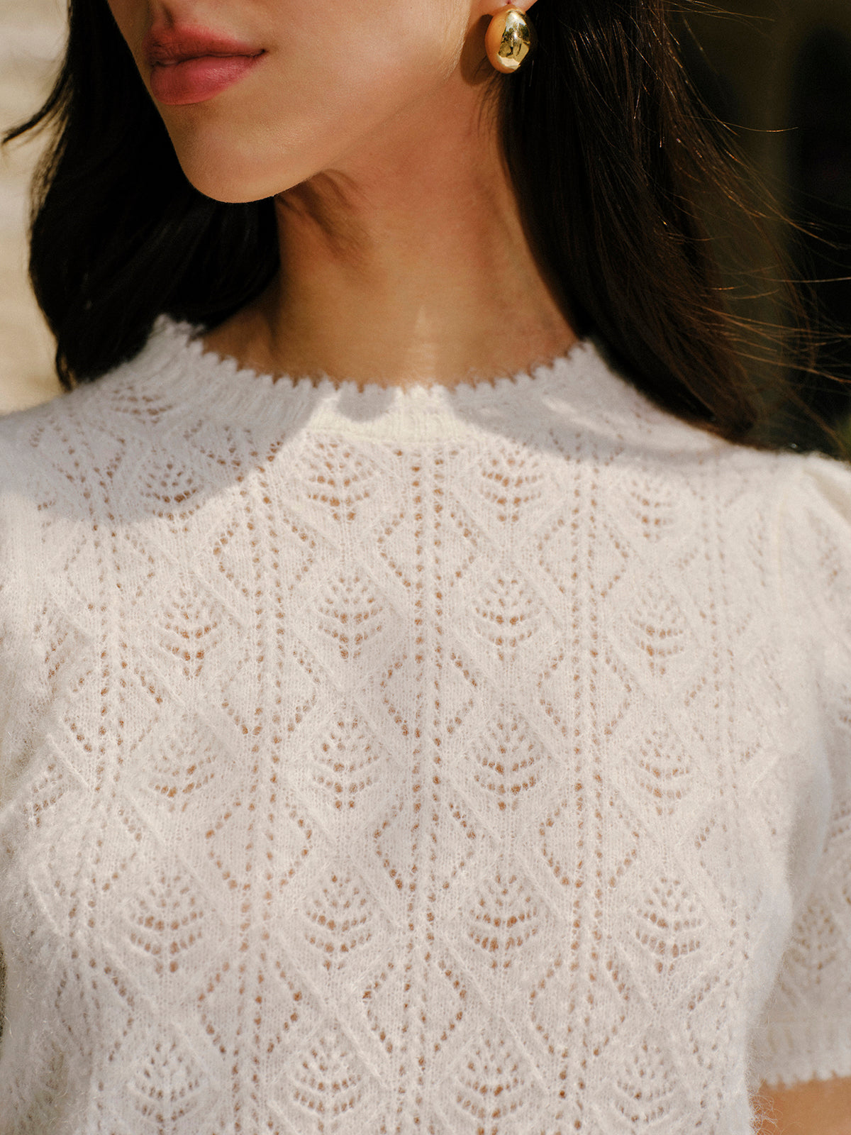 Wool-Blend Textured Knit Top