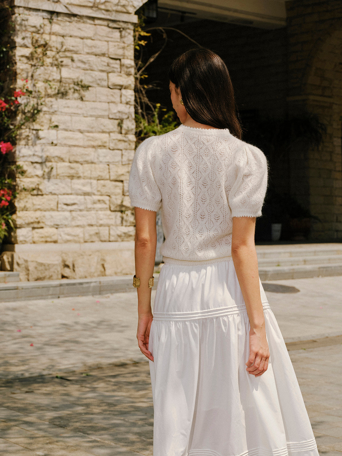 Strukturiertes Strickoberteil aus Wollmischung 