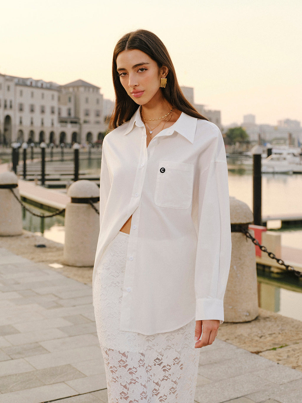 Chemise nouée en mélange de coton