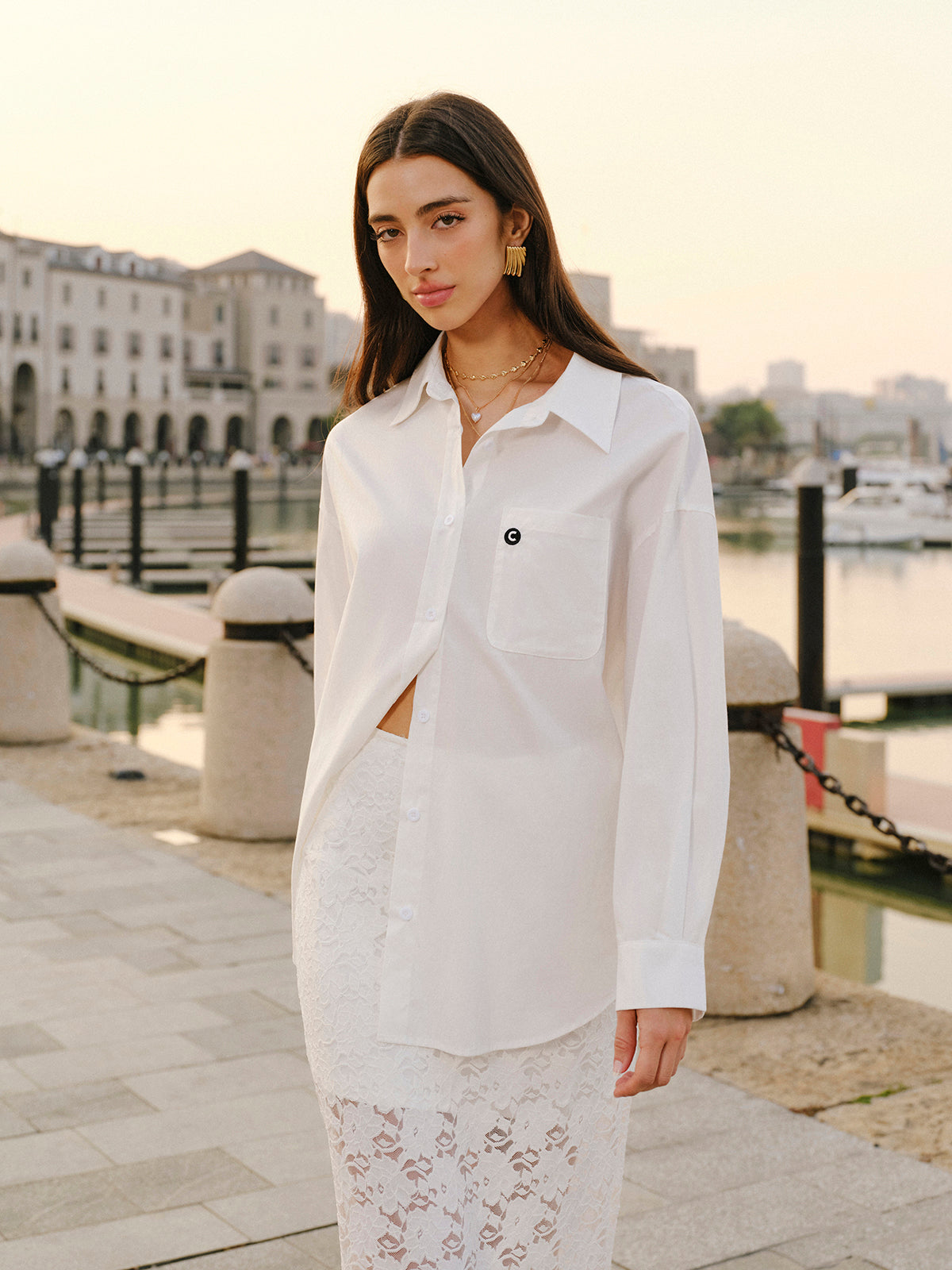 Cotton Blend Tied Front Shirt