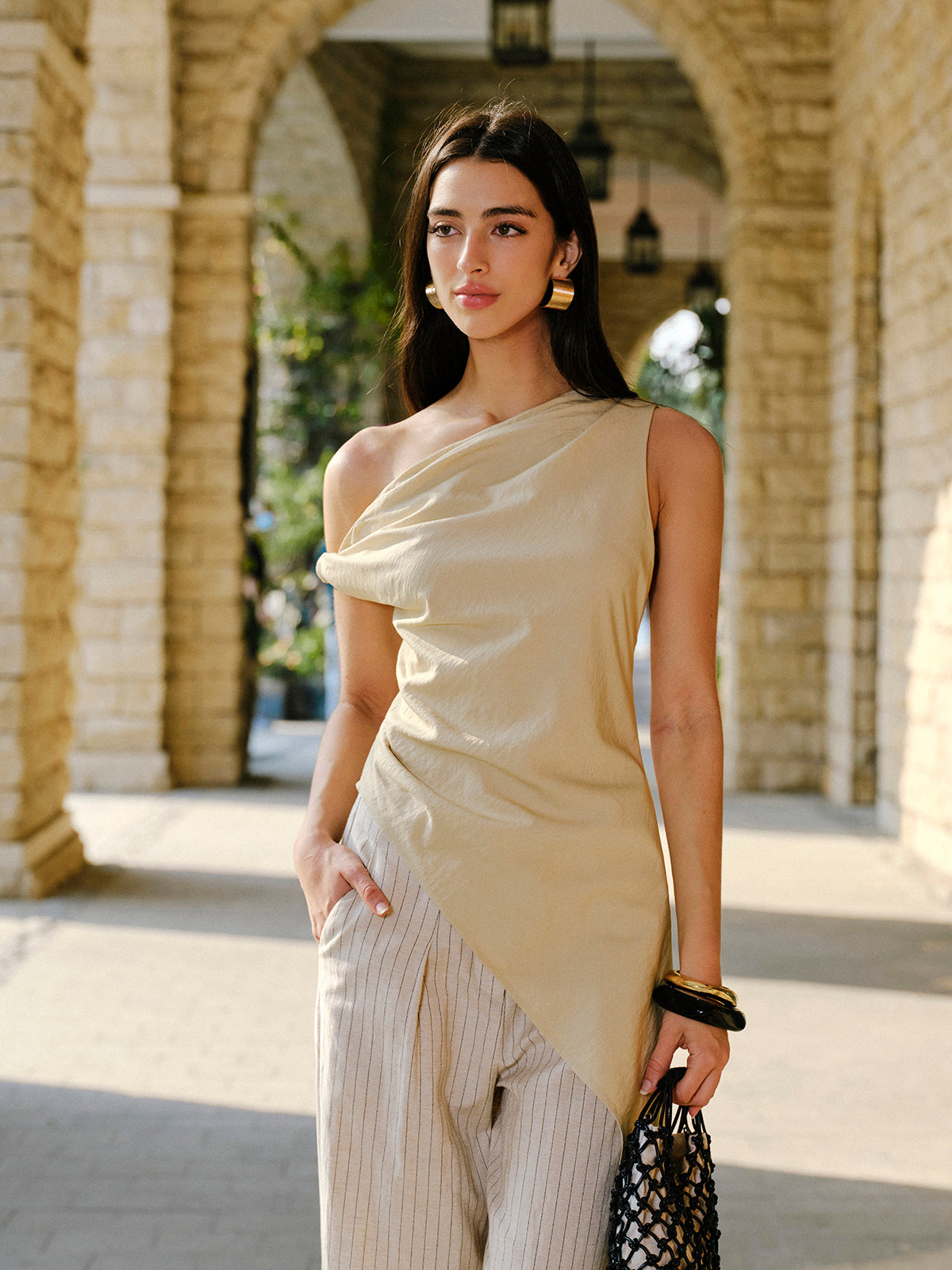Cotton & Linen Asymmetrical Blouse