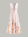 V-Neck Floral Tie Waist Dress