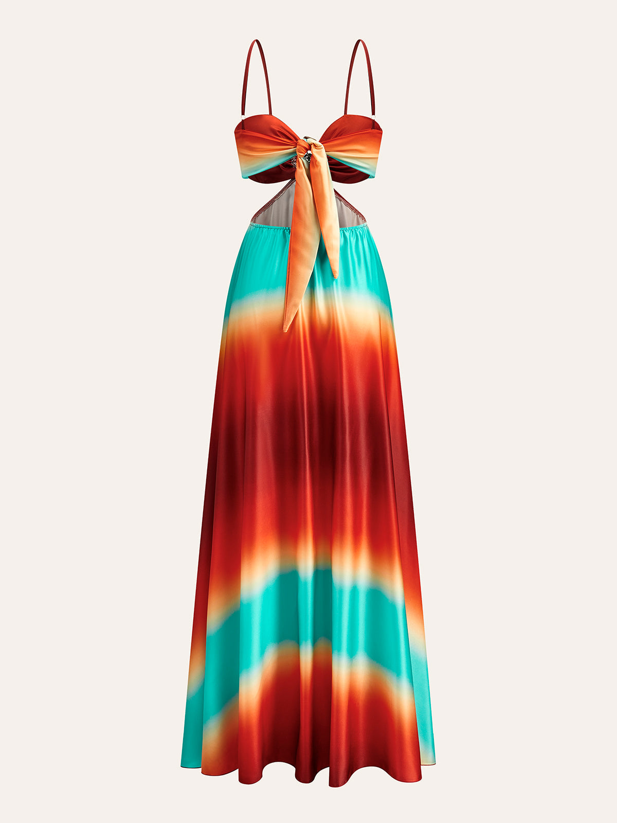 Satin Cut-Out Waist Gradient Dress