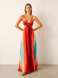 Satin-Kleid mit Taillenausschnitten und Farbverlauf