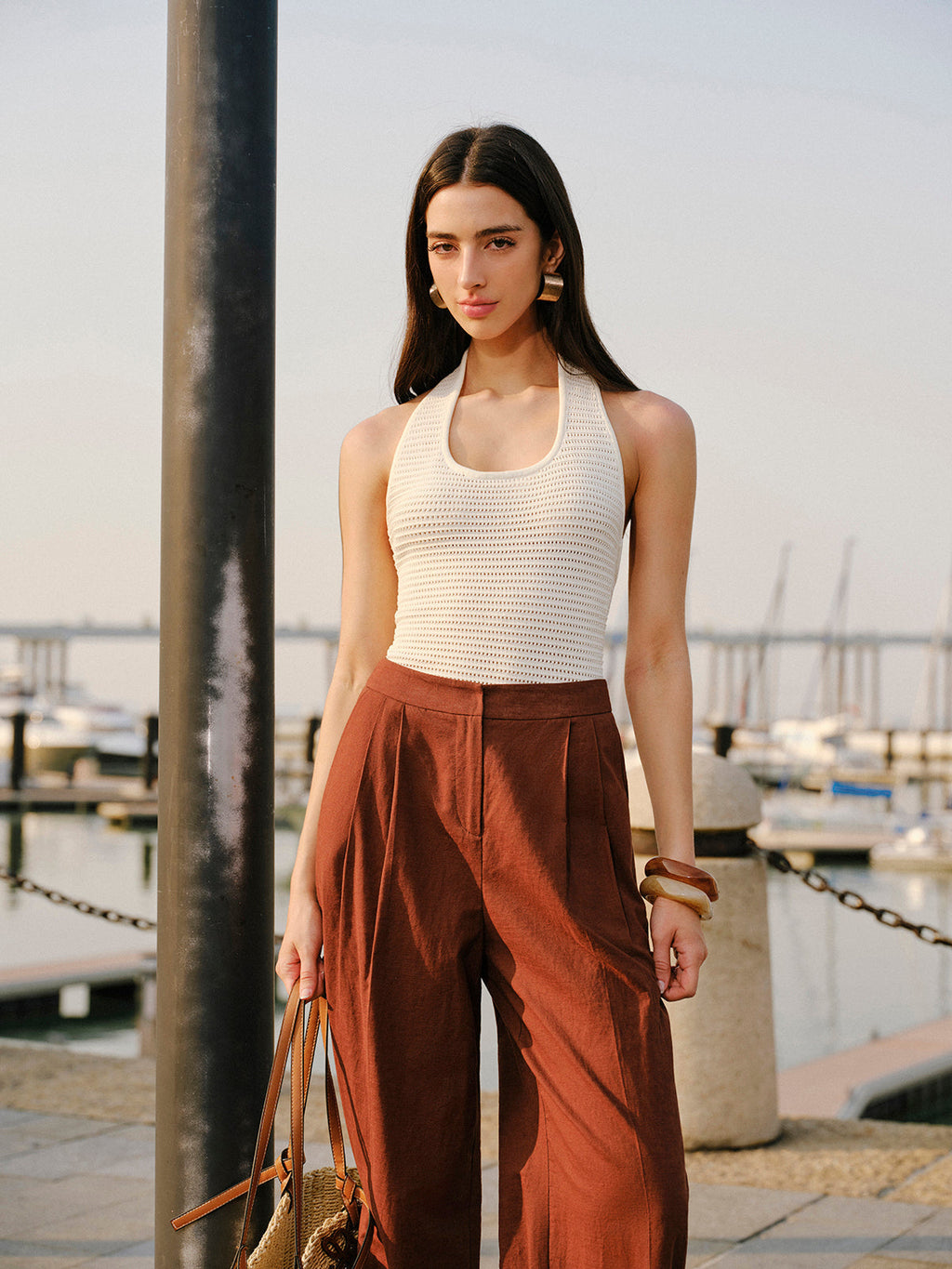 Halter Neck Knit Top