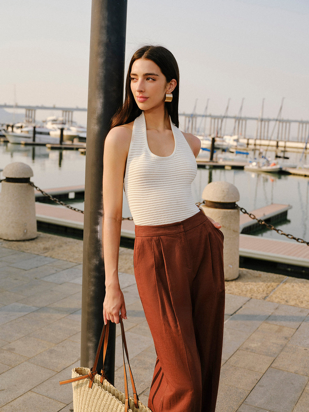 Halter Neck Knit Top
