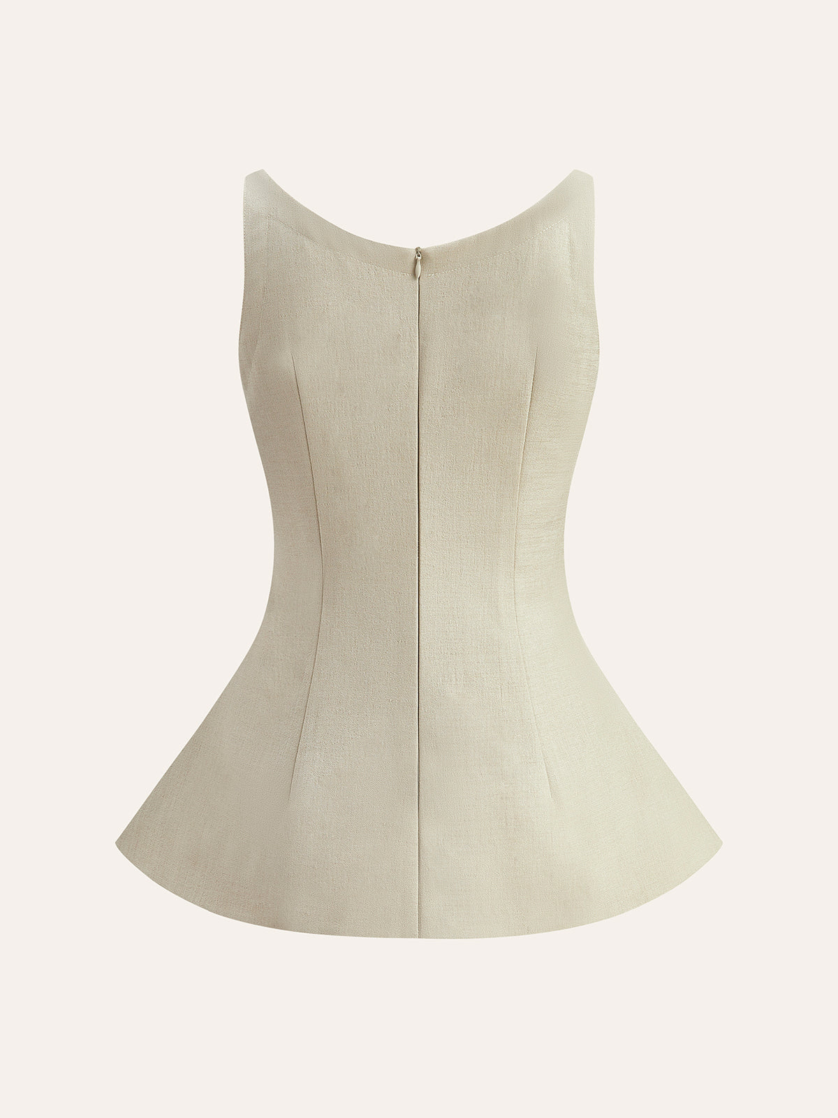 Haut péplum évasé à fermeture éclair au dos 