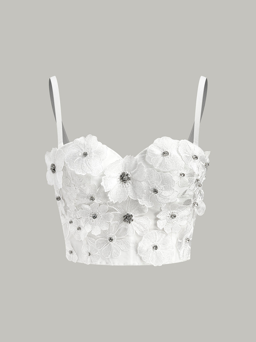 Corset Cœur Brodé Floral Semi-Transparent
