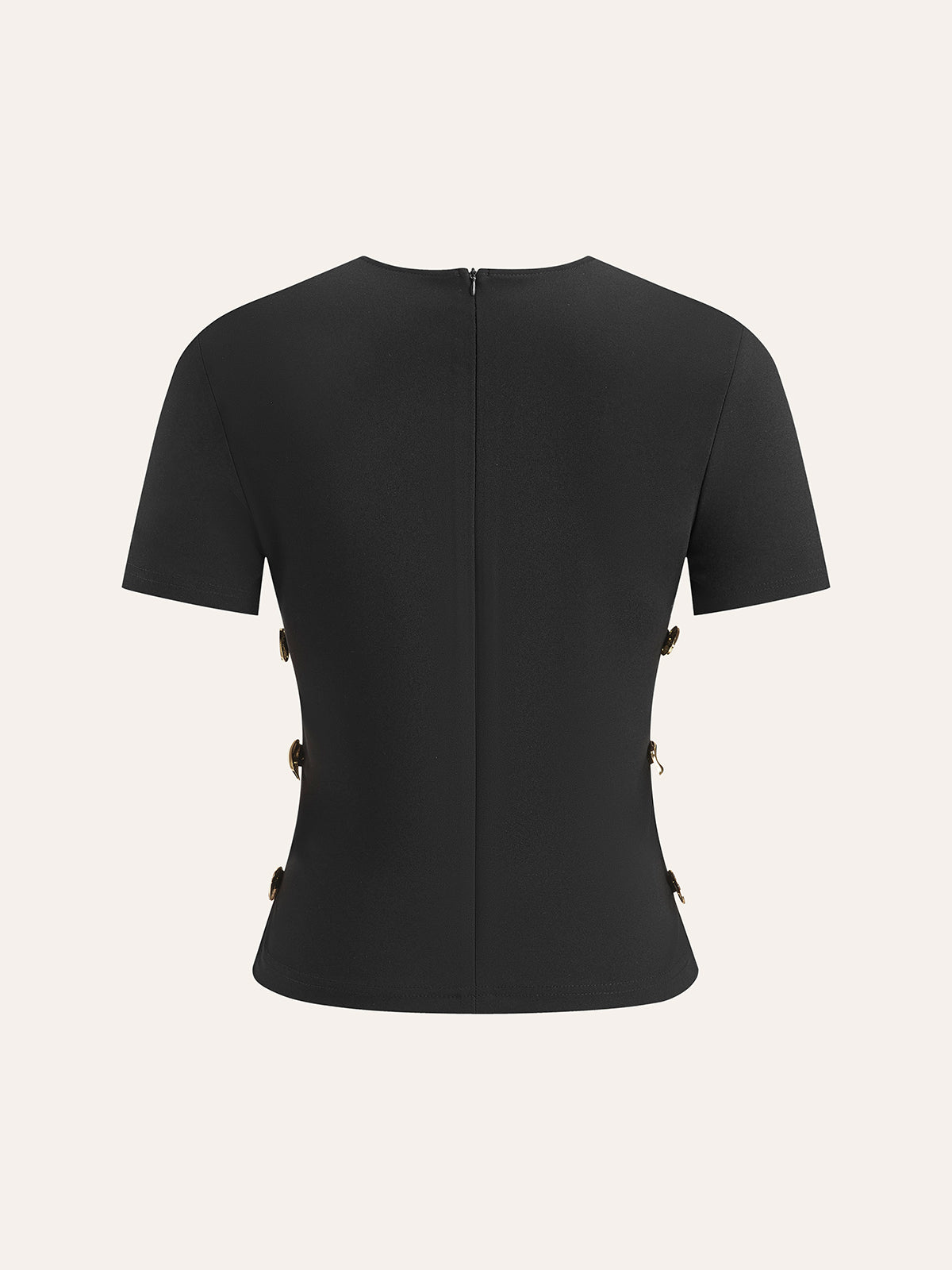 Cut-Out Side Metal Detail Zipper T-Shirt