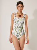 Maillot de bain une pièce à imprimé floral et bretelles à volants
