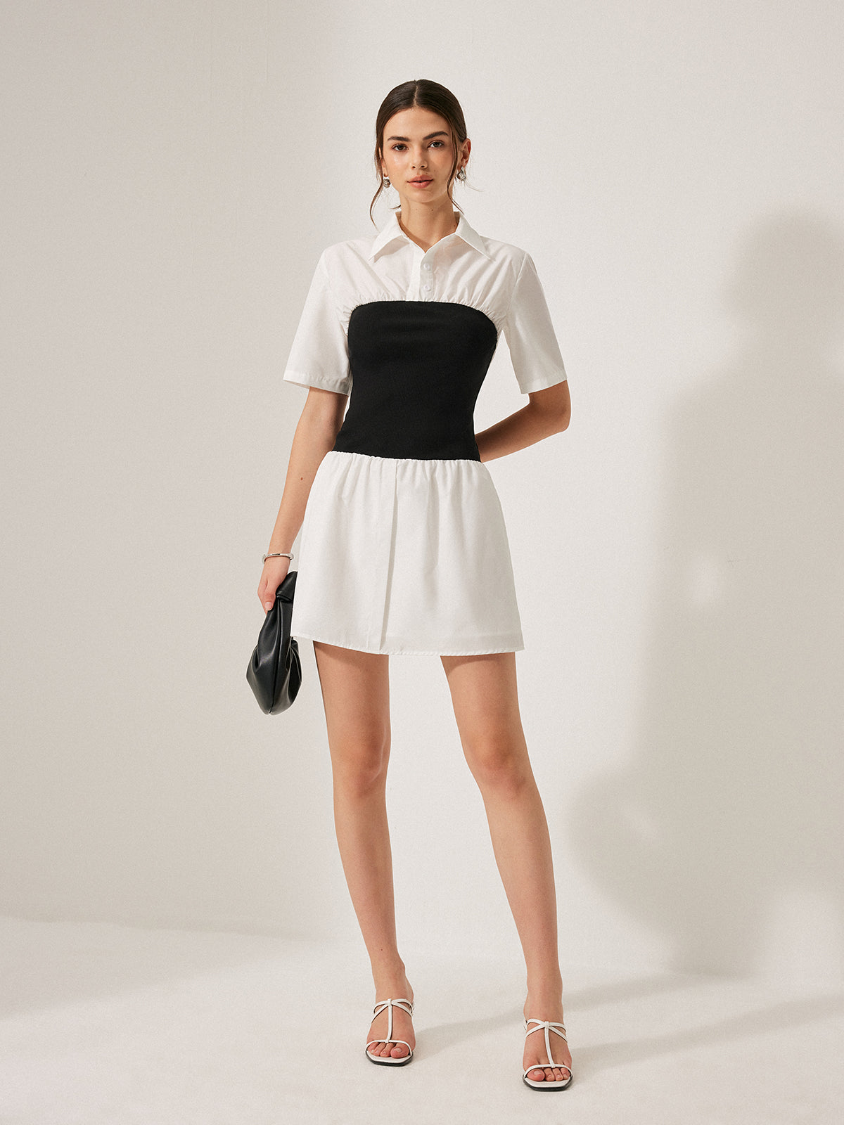 2-in-1-Kleid mit Knopfleiste und Reverskragen