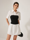 2-in-1-Kleid mit Knopfleiste und Reverskragen