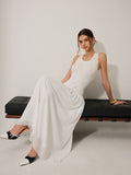 Halbtransparente ärmellose Strickkleid