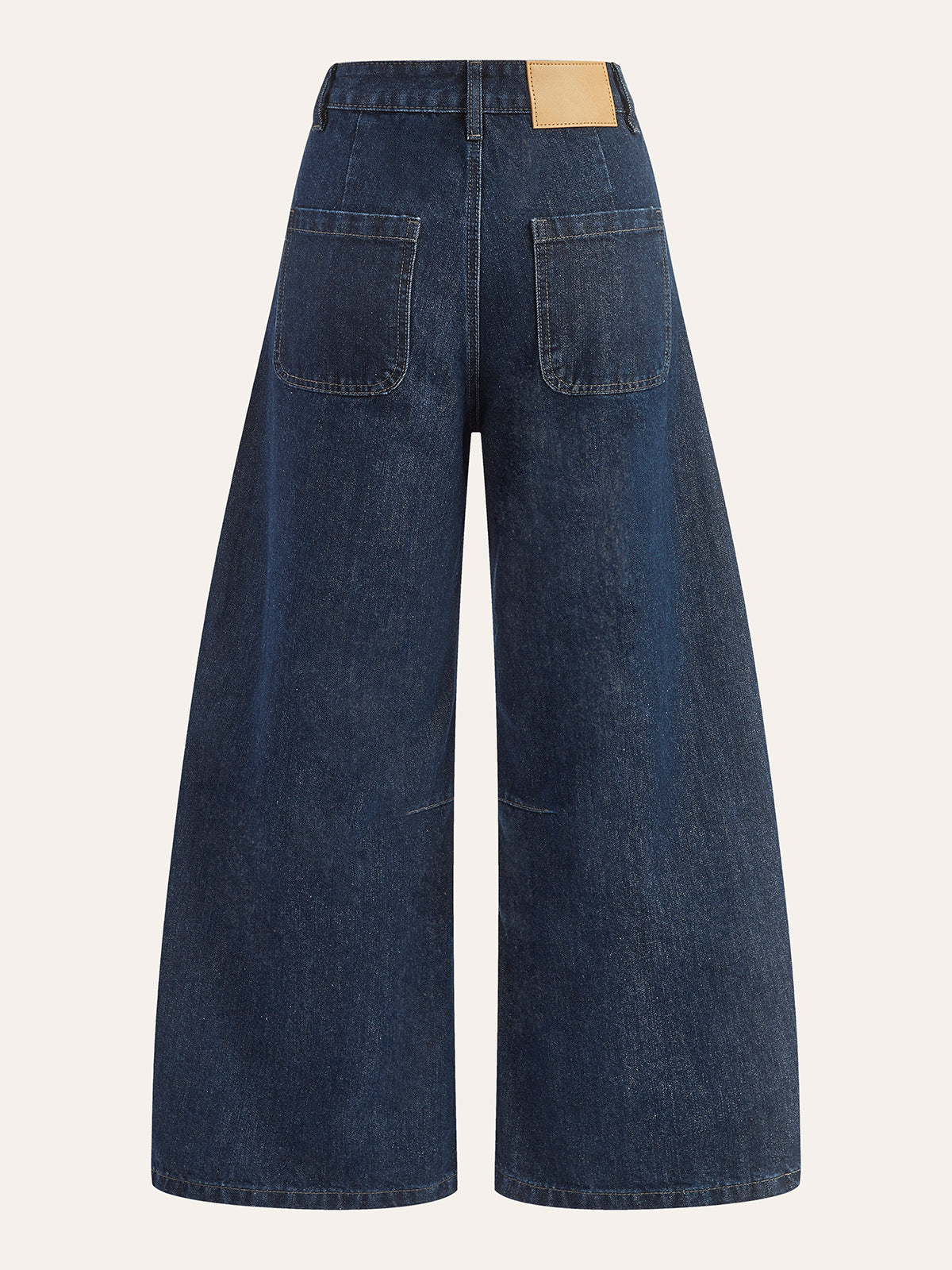 Baumwoll-Jeans mit weitem Bein und mittlerer Bundhöhe