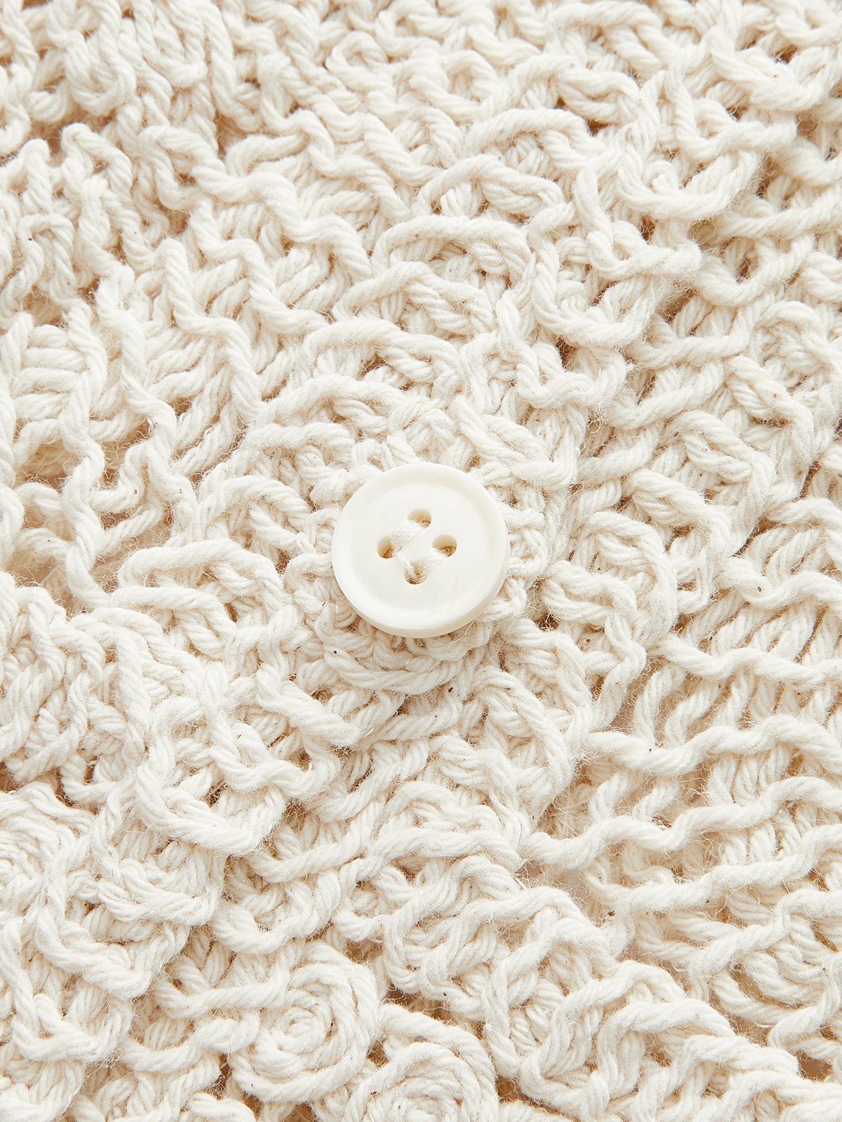 Cotton Crochet Knit Buttoned Top