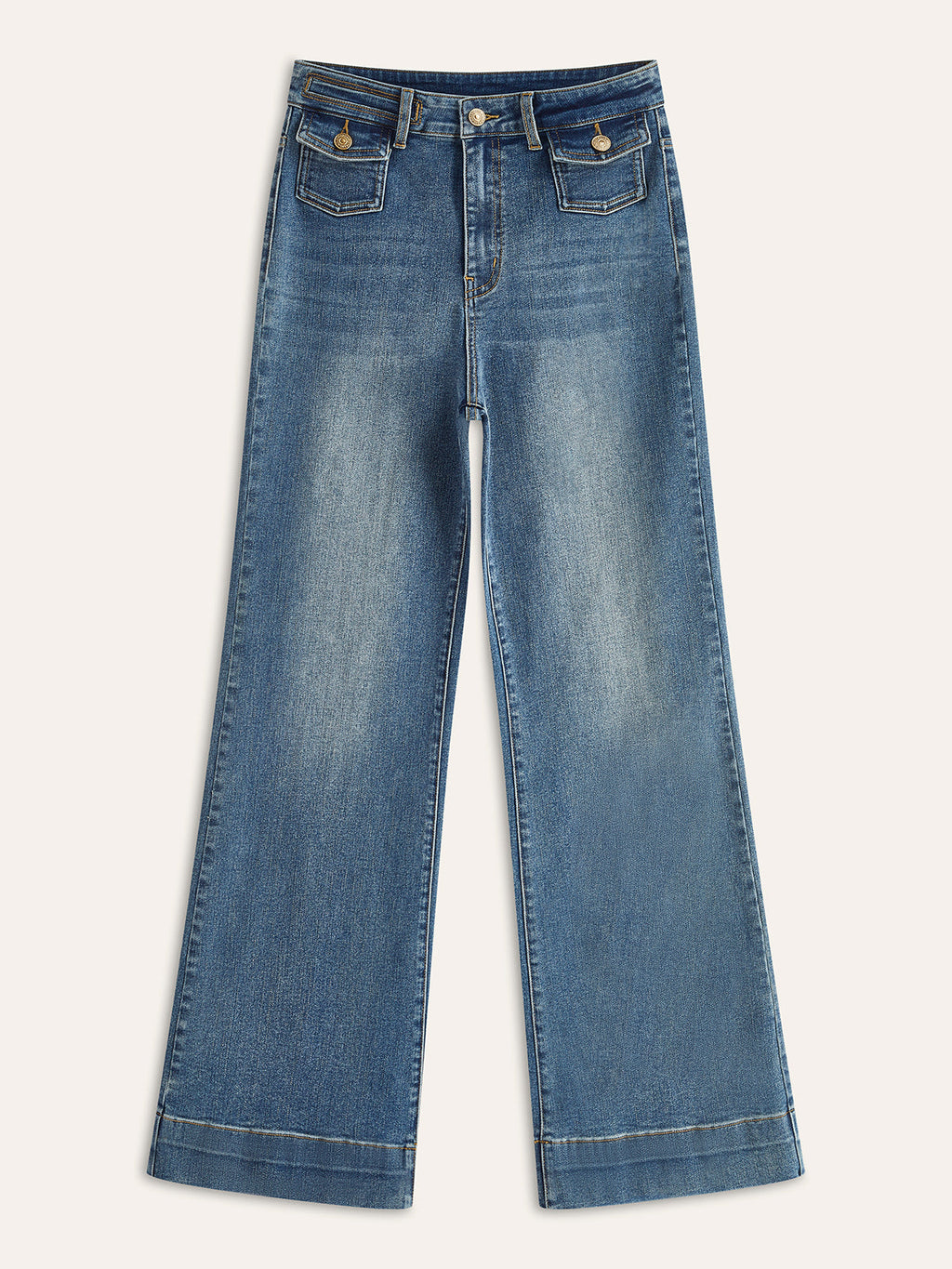 Hose mit mittelhohem Bund und Ziertaschen