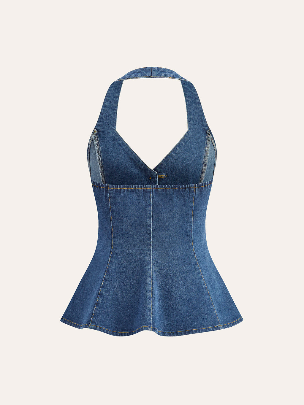 Jeans-Neckholder-Top mit Knopfdetails