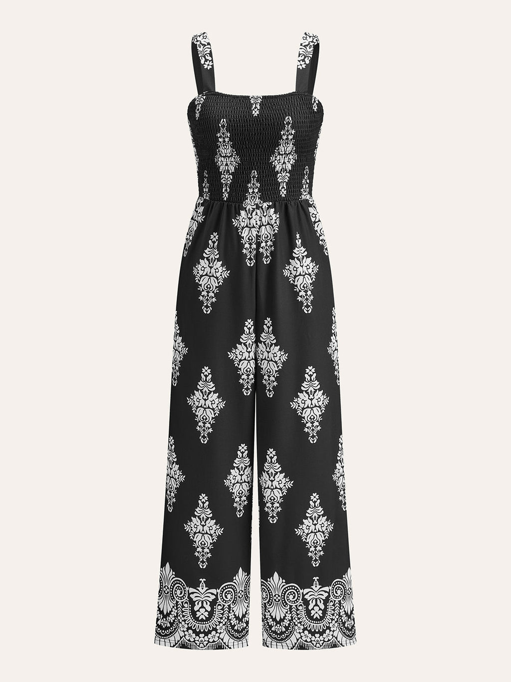 Gesmokter Jumpsuit mit Blumenmuster