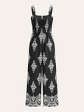 Gesmokter Jumpsuit mit Blumenmuster